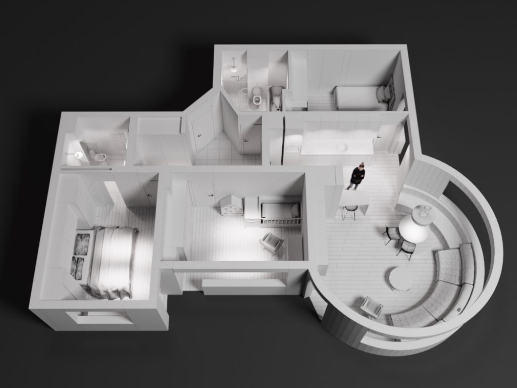 3D floor plan of interior design