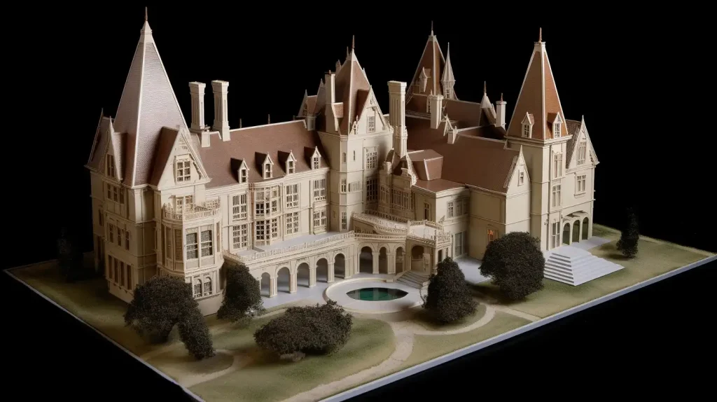 Architectural_model_diorama_of_Gothic_Revival_manor