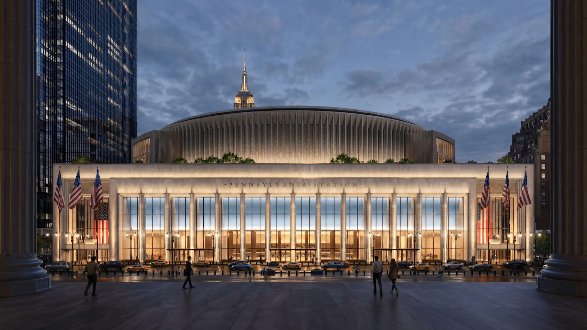 Official rendering of the proposed Eighth Avenue entrance to New York Penn Station, with Madison Square Garden above